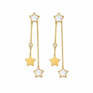 Arete largo estrella dorada