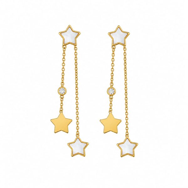 Arete largo estrella dorada