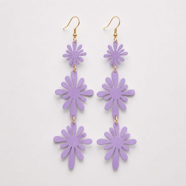 ARLFL1001-1 Arete largo flor tono lila