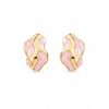 Arete orgánico esmaltado rosa acabado dorado