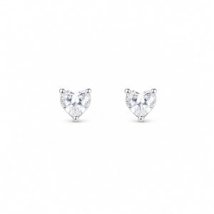 Aretes pequeños corazon cristal brillante plateado