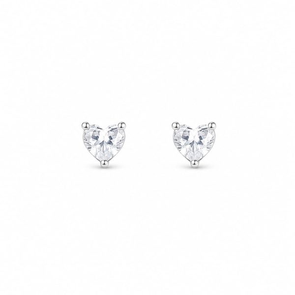 ARPCCBP1002-2 Aretes pequeños corazon cristal brillante plateado