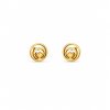 Aretes pequeños circulares con corazon dorado