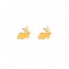 Aretes pequeños conejo dorado