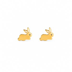 Aretes pequeños conejo dorado