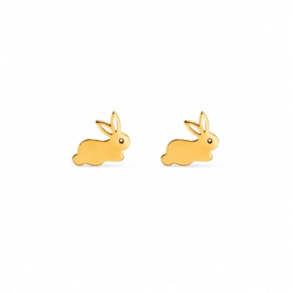 Aretes pequeños conejo dorado