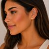Aretes pequeños corazones entrelazados flecha dorada