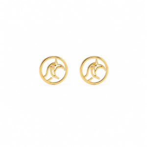 Aretes pequeños circulo luna dorado