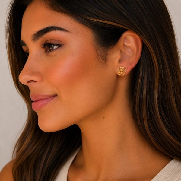 ARPCLD10016-2 Aretes pequeños circulo luna dorado