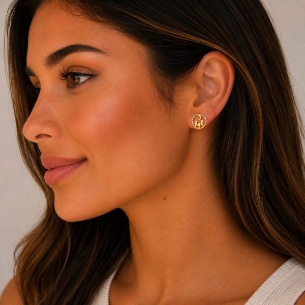 Aretes pequeños circulo niñas dorado
