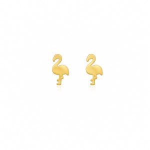 Aretes pequeños flamenco dorado