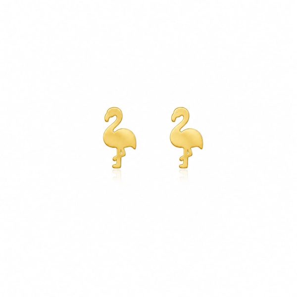 Aretes pequeños flamenco dorado