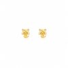 Aretes pequeños gatito dorado