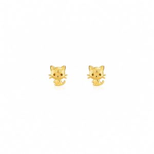 Aretes pequeños gatito dorado