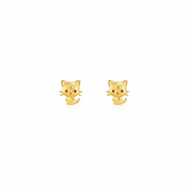 Aretes pequeños gatito dorado