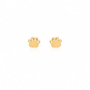 Aretes pequeños de huellita dorada