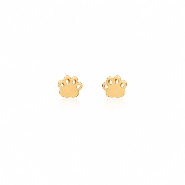 Aretes pequeños de huellita dorada