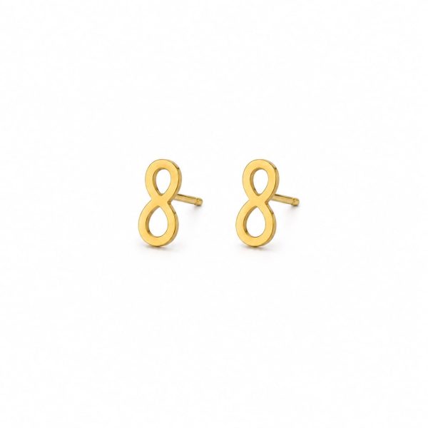 ARPID1005-1 Aretes pequeños diseño infinito dorado