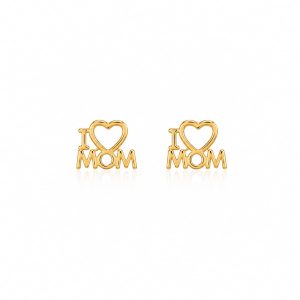 Aretes pequeños letras I MOM dorado