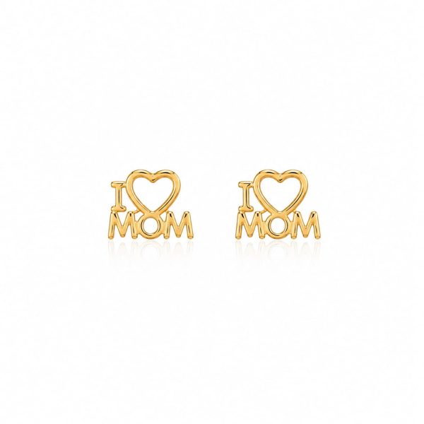 Aretes pequeños letras I MOM dorado