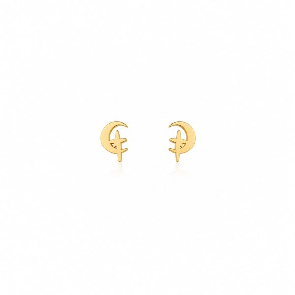 Aretes pequeños luna dorado