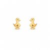 Aretes pequeños diseño patito dorado