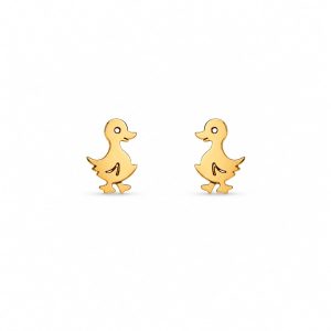 Aretes pequeños diseño patito dorado