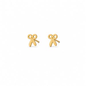 Aretes pequeños diseño tijera dorado