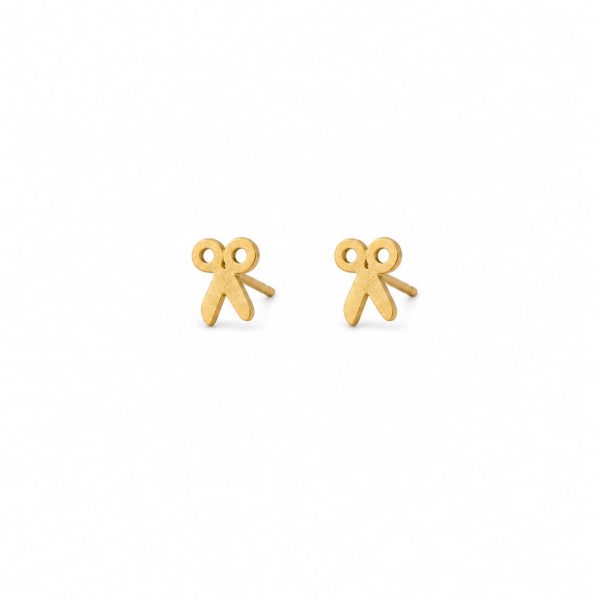 Aretes pequeños diseño tijera dorado