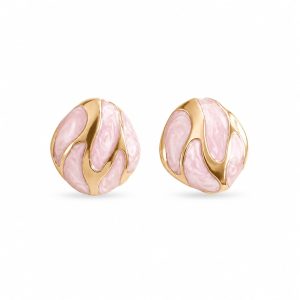 Arete redondo esmaltado rosa acabado dorado