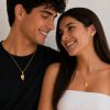 Cadena pareja dije corazon dividido dorado