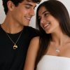 Cadena pareja dije camaleón dorado y plateado