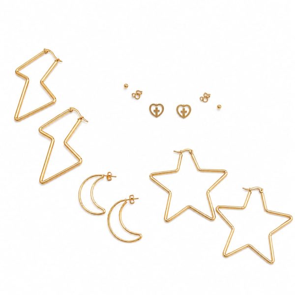 Juego aretes varios diseños dorado