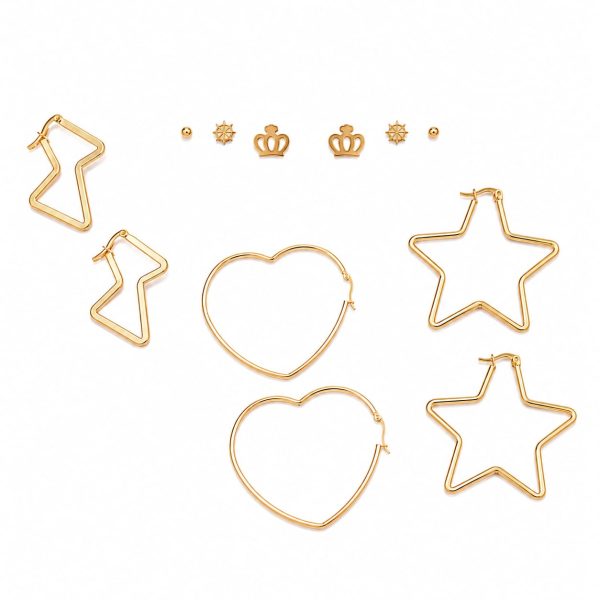 Juego aretes varios diseños dorado