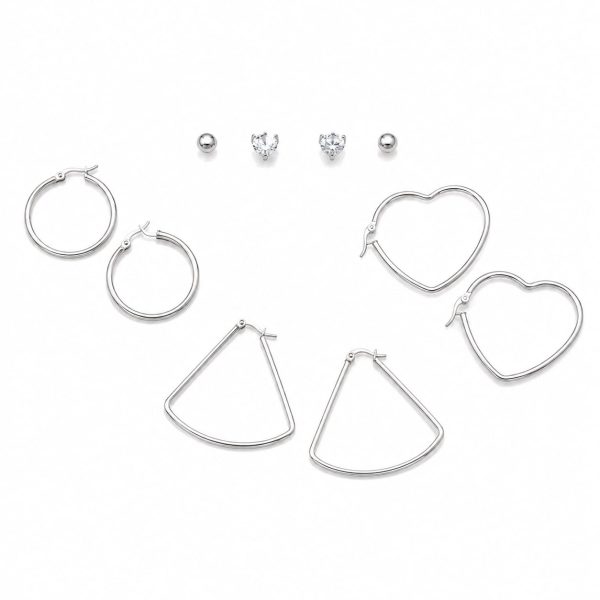 JARVDP1001-1 Juego aretes varios diseños plateado