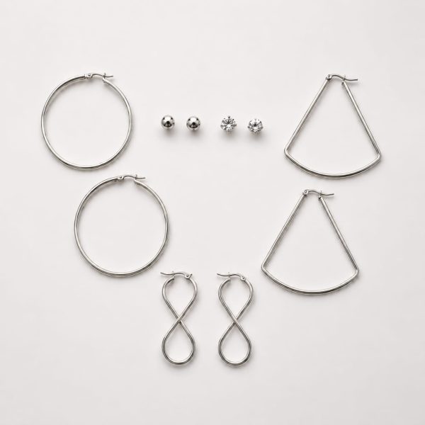 JARVDP1001-2 Juego aretes varios diseños plateado