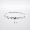 TDCMVP1001-1 Tobillera doble cadena mariposa verde plateada